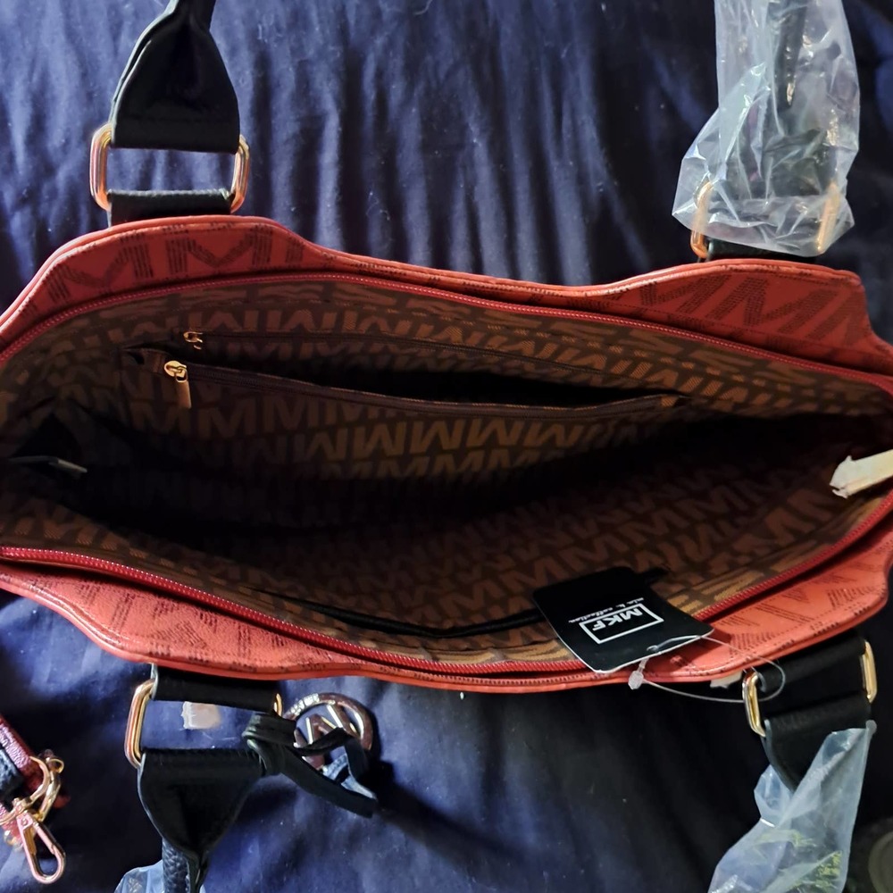 NEW Large 14 inch deep - Brick Red MJK with Top and shoulder straps Vegan - Picture 5 of 6